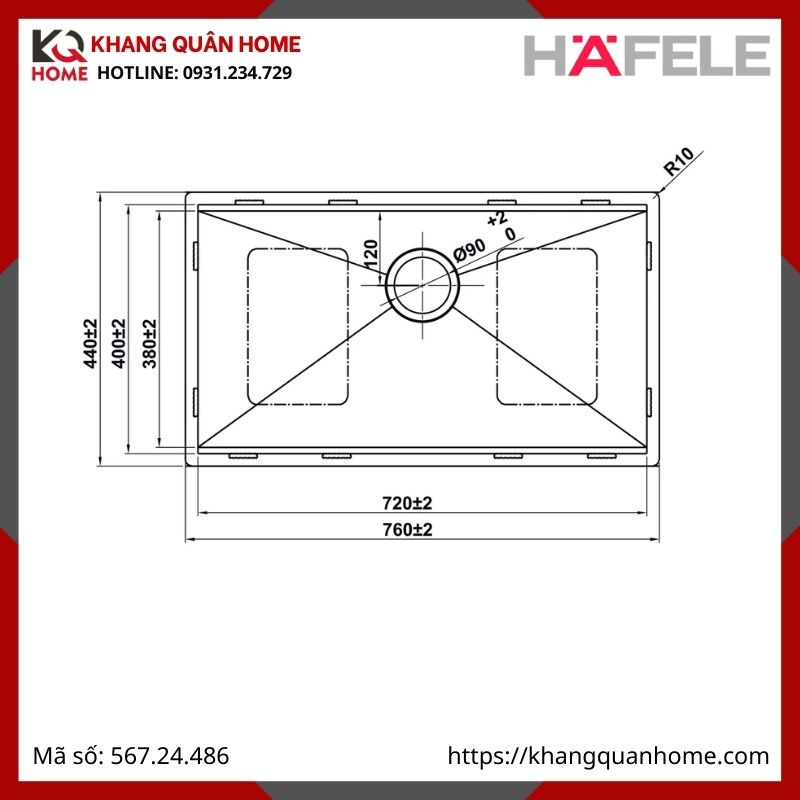 Chậu Inox Hafele Màu Titan HS25-SSN1S-7644 567.24.486