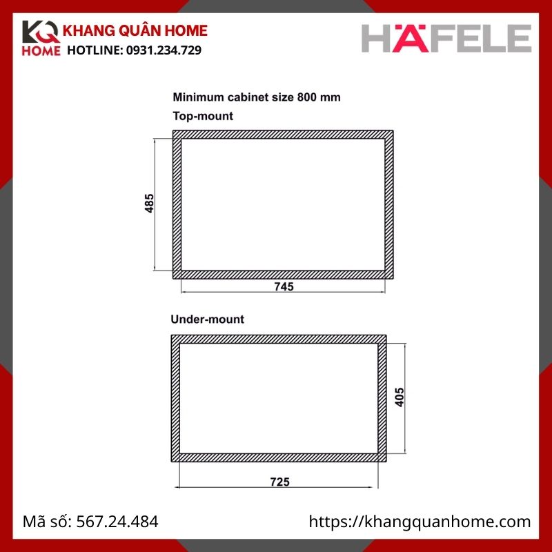 Chậu Rửa Inox Hafele Màu Titan 567.24.484 WS R10 HS25-SSN1S-7650