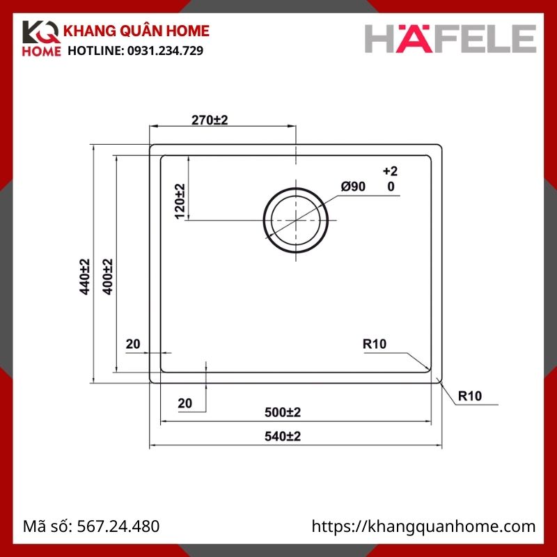 Chậu Inox Hafele Màu Titan R10 HS25-SSN1S-540 567.24.480