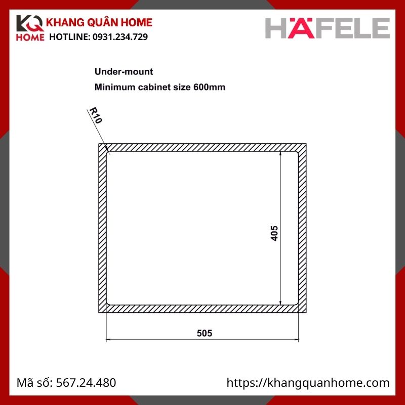 Chậu Inox Hafele Màu Titan R10 HS25-SSN1S-540 567.24.480