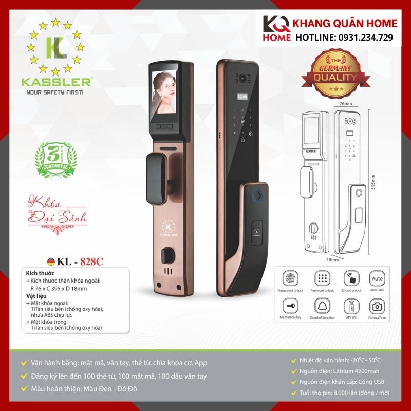 Khóa Điện Tử Hiện Đại Kassler KL-828C 