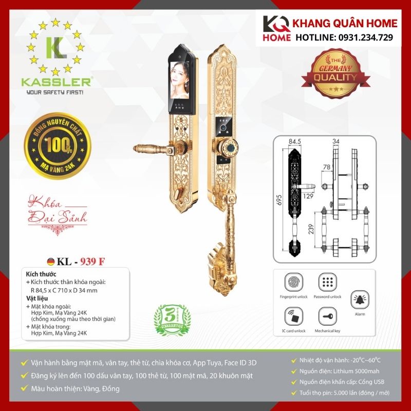 Khóa Điện Tử Cổ Điển Kassler KL-939 F