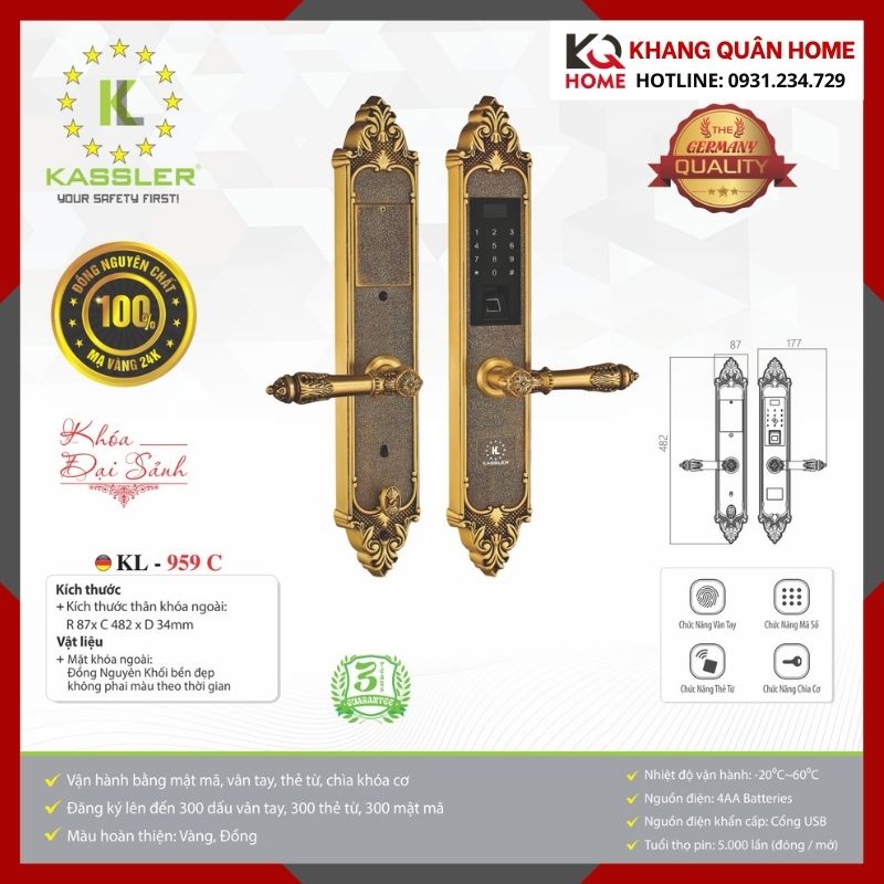Khóa Điện Tử Cổ Điển Kassler KL-959 C