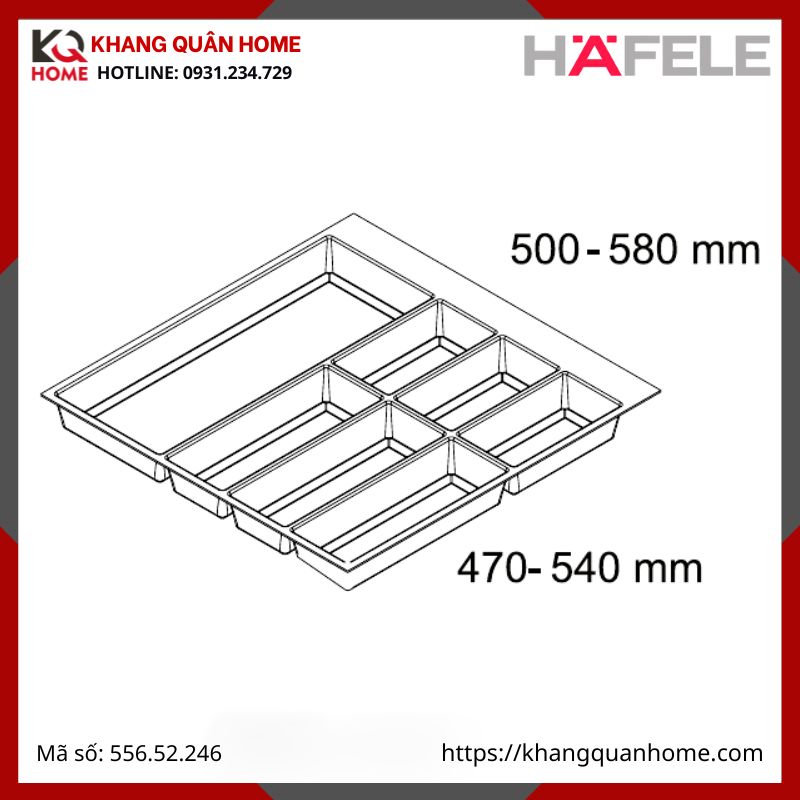 Khay Chia Muỗng Đũa Hafele Classico Xám R600mm 556.52.246