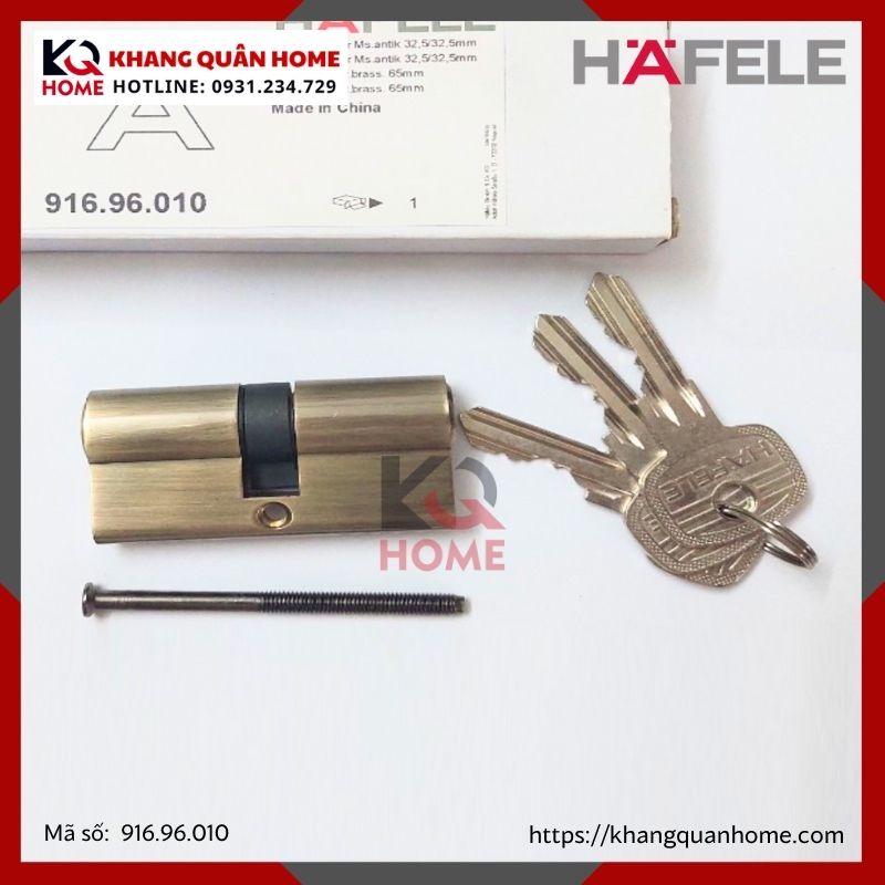 Ruột Khóa 2 Đầu Chìa Dài 65mm Hafele 916.96.010 màu đồng rêu