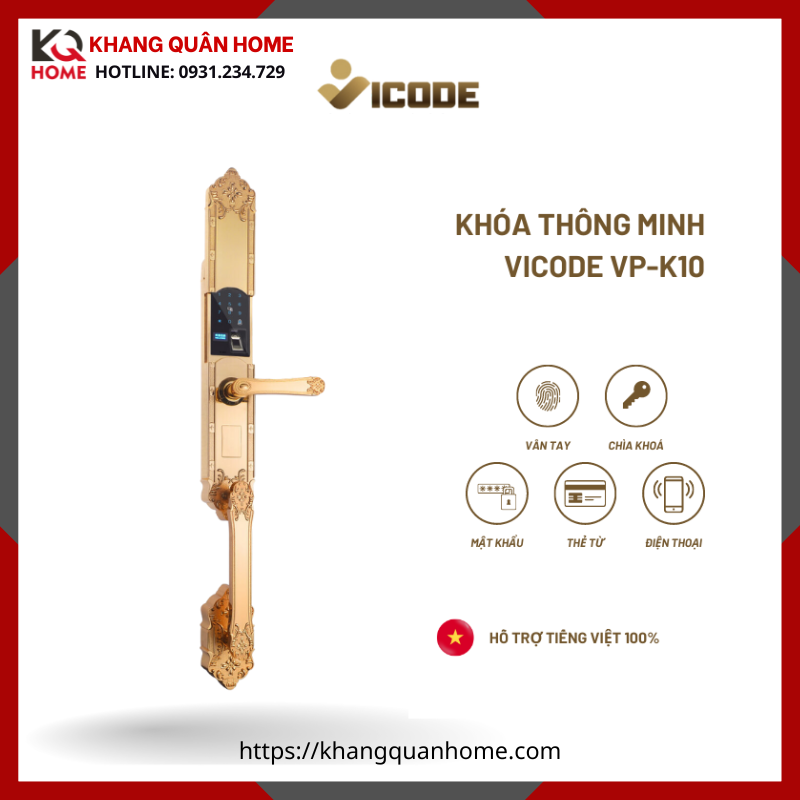 Khóa Điện Tử Vicode VP-K10 Vàng 24K