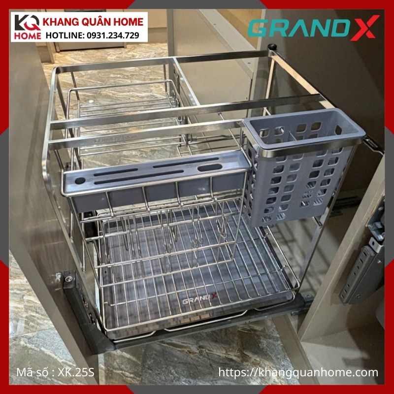 GIÁ GIA VỊ DAO THỚT GRANDX 250MM NAN DẸT KHUNG THÉP XK.25S