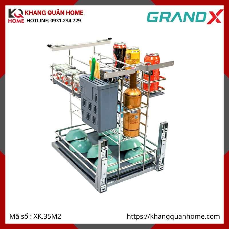 GIÁ GIA VỊ DAO THỚT GRANDX 350MM NAN OVAL KHUNG INOX XK.35M2