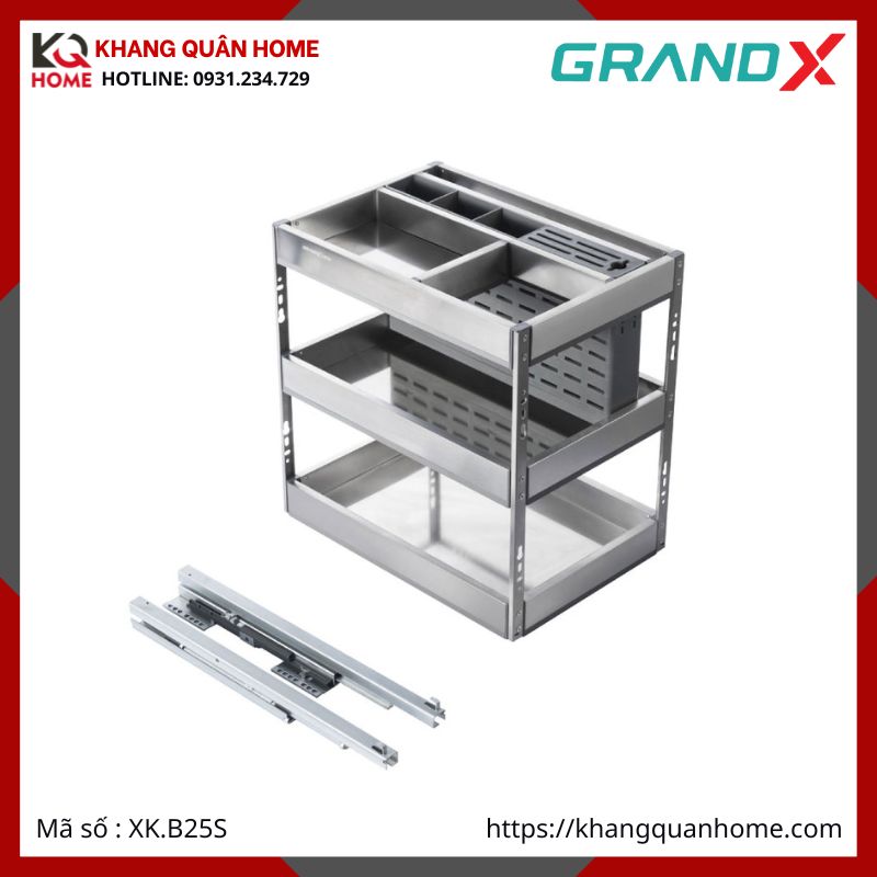 GIÁ GIA VỊ DAO THỚT GRANDX INOX HỘP 300MM XK.B25S