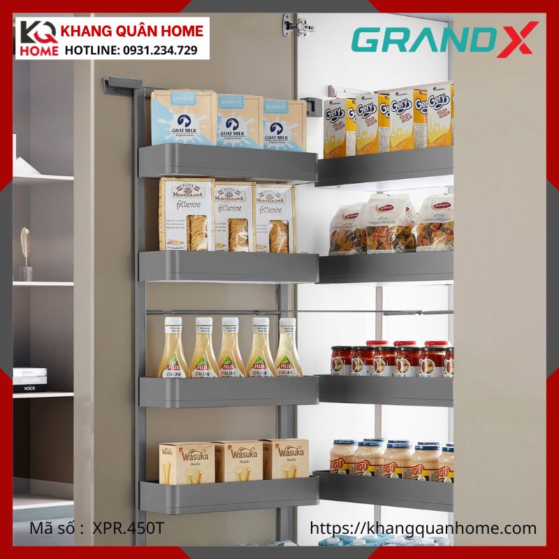 TỦ ĐỒ KHÔ GRANDX CÁNH MỞ TITANIUM R450MM