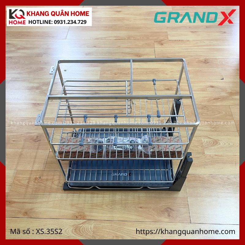 HÌNH THỰC TẾ GIÁ GIA VỊ GRANDX NAN DẸT KHUNG INOX 350MM XS.35S2