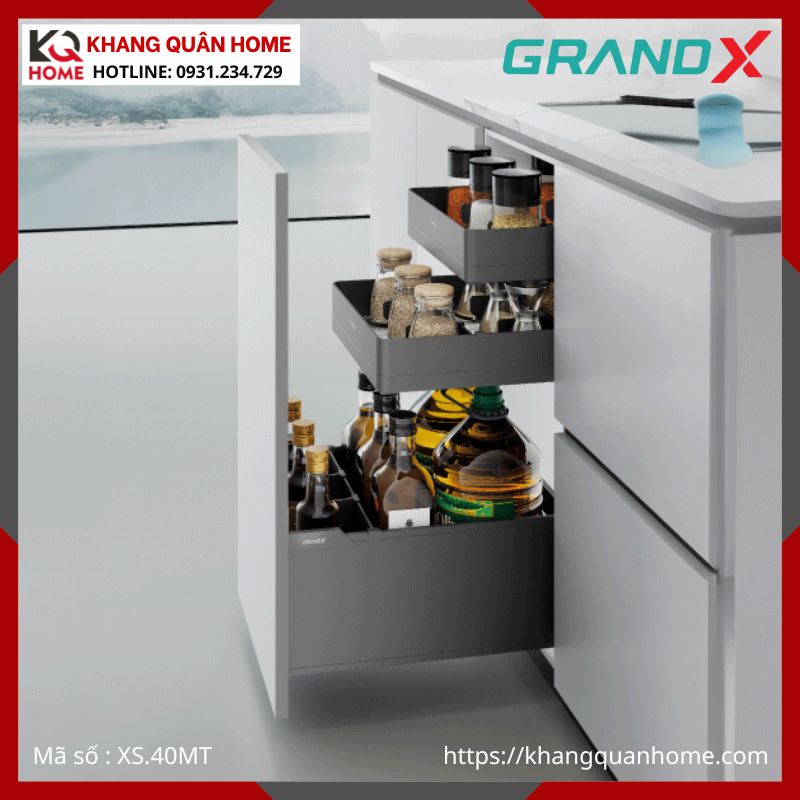 GIÁ GIA VỊ 3 TẦNG ĐỘC LẬP TITANIUM GRANDX 400MM XS.40MT